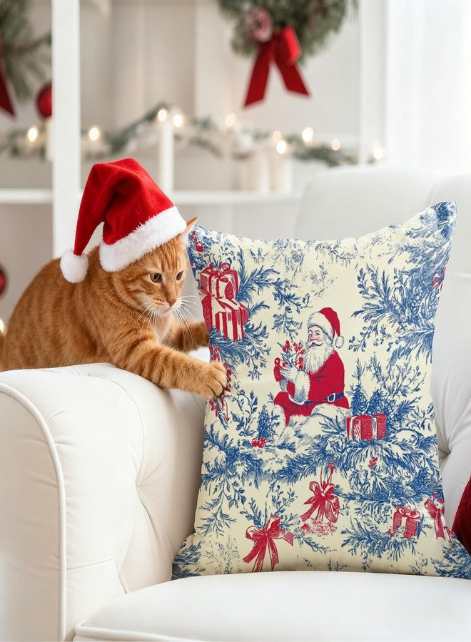 Exqcom Chinoiserie Santa Christmas Throw Pillow Covers 18x18 inch, Chinoiserie Christmas Santa Claus Pillow Case Decor Decorations - Image 5